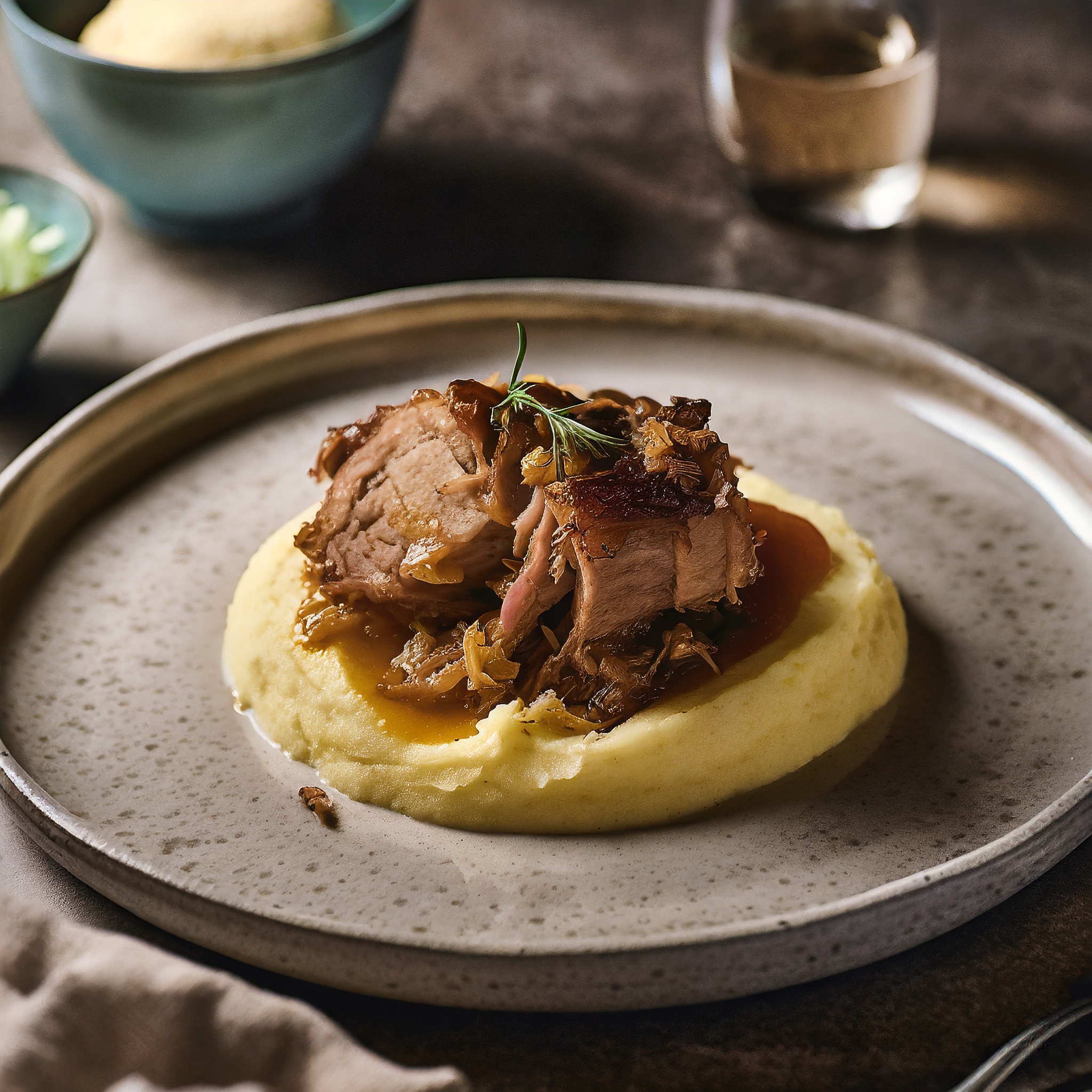 Recette de Porc effiloché à la mijoteuse purée de pommes de terre de