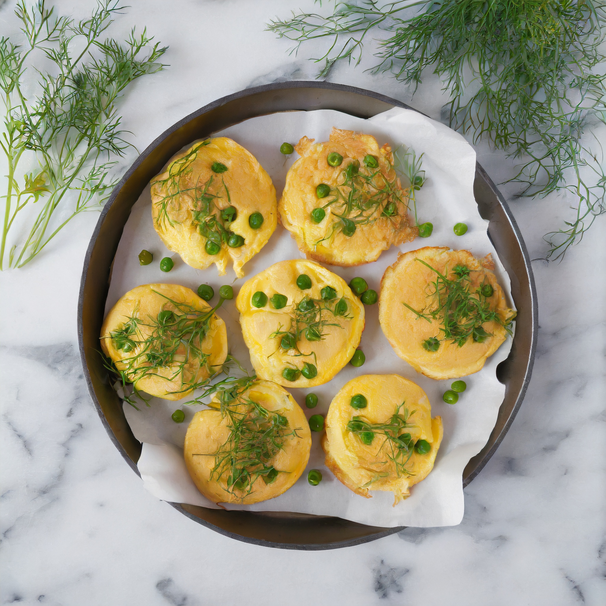 Recette de Mini-omelettes aux petits pois et à l&amp;#39;aneth