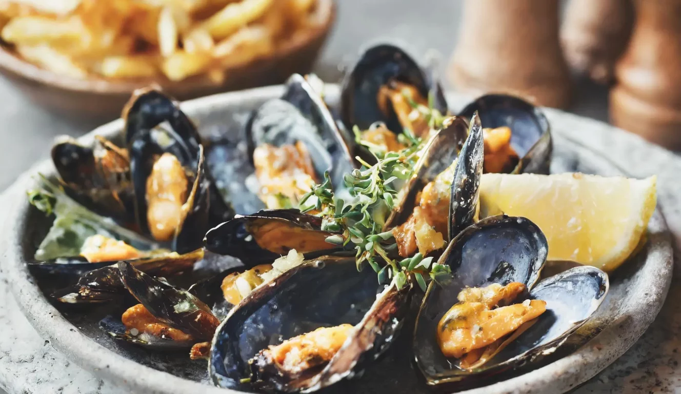 assiette de moules frites.